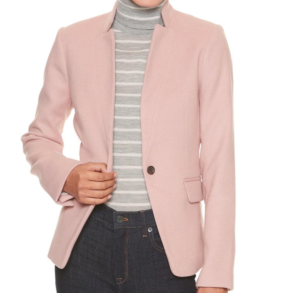 NWOT Pink Wool Inverted Cutaway Blazer Collarless